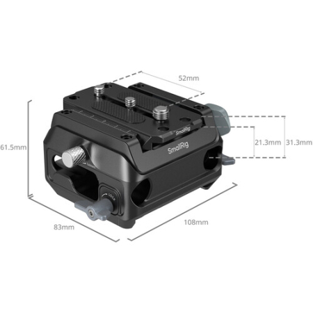 SmallRig 5366 - płytka montażowa, szybkozłaczka typu Manfrotto z dwoma zaciskami na pręt 15mm - wymiary